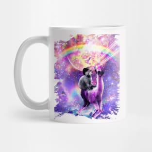 Laser Galaxy Space Cat On Rainbow Llama Unicorn Mug